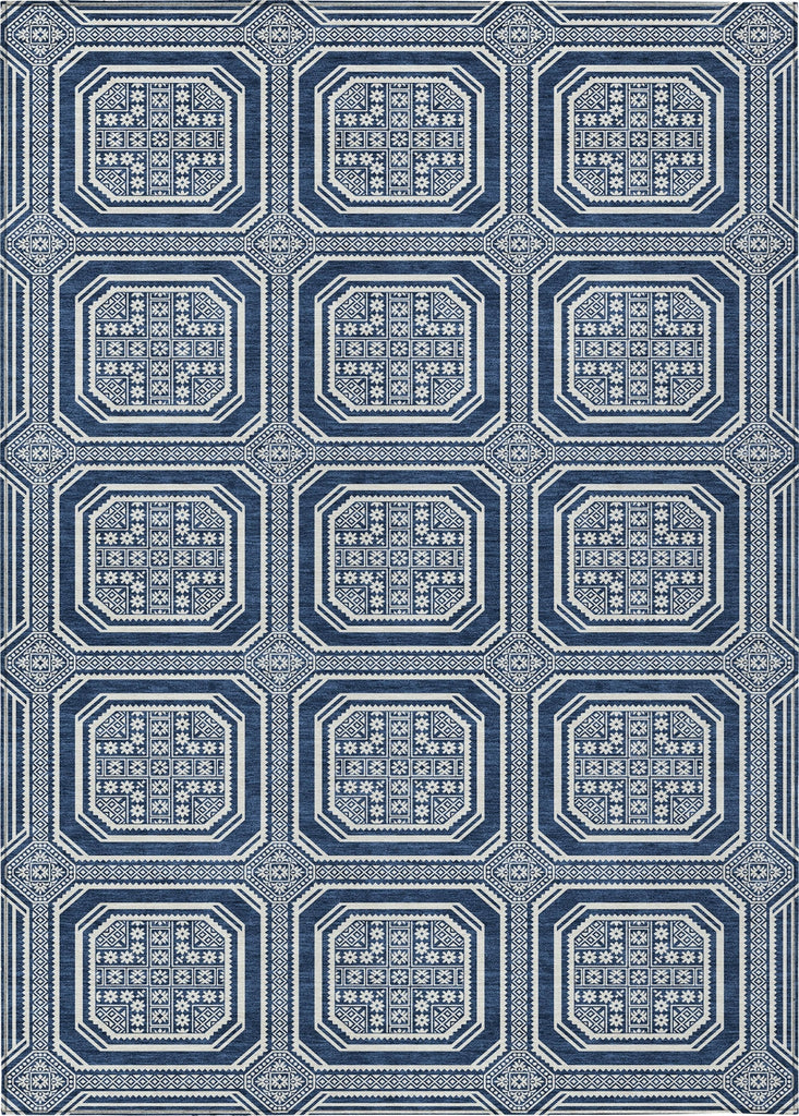 Piper Looms Chantille Geometric ACN1459 Navy Machine Washable Area Rug main image