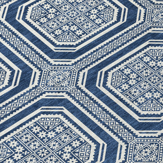 Piper Looms Chantille Geometric ACN1459 Navy Machine Washable Area Rug Swatch Image