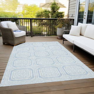 Piper Looms Chantille Geometric ACN1462 Sky Machine Washable Area Rug Outdoor Lifestyle Image Feature