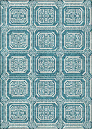 Piper Looms Chantille Geometric ACN1463 Teal Machine Washable Area Rug main image