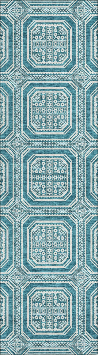 Piper Looms Chantille Geometric ACN1463 Teal Machine Washable Area Rug Runner Main Image