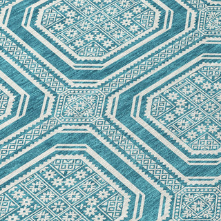 Piper Looms Chantille Geometric ACN1463 Teal Machine Washable Area Rug Swatch Image