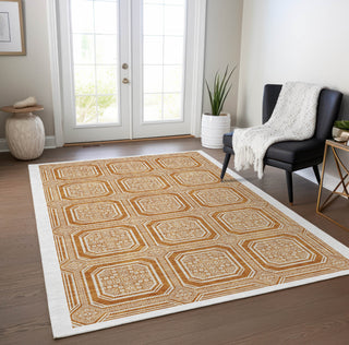 Piper Looms Chantille Geometric ACN1464 Terracotta Machine Washable Area Rug Lifestyle Image Feature