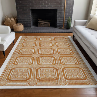 Piper Looms Chantille Geometric ACN1464 Terracotta Machine Washable Area Rug Lifestyle Image Feature