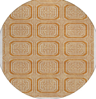 Piper Looms Chantille Geometric ACN1464 Terracotta Machine Washable Area Rug Round Main Image