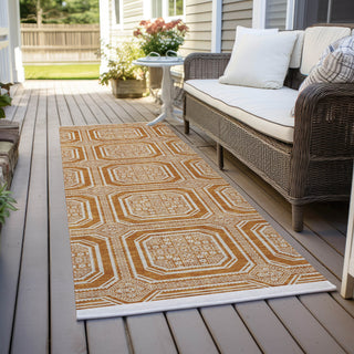 Piper Looms Chantille Geometric ACN1464 Terracotta Machine Washable Area Rug Runner Outdoor Lifestyle Image Feature