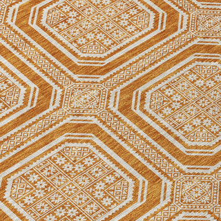 Piper Looms Chantille Geometric ACN1464 Terracotta Machine Washable Area Rug Swatch Image