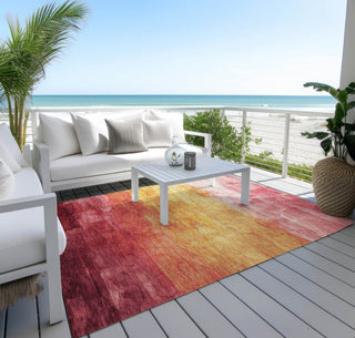 Piper Looms Chantille Stripes ACN1465 Blush Machine Washable Area Rug Outdoor Lifestyle Image Feature