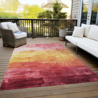 Piper Looms Chantille Stripes ACN1465 Blush Machine Washable Area Rug Outdoor Lifestyle Image Feature