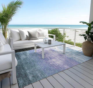 Piper Looms Chantille Stripes ACN1466 Denim Machine Washable Area Rug Outdoor Lifestyle Image Feature