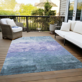 Piper Looms Chantille Stripes ACN1466 Denim Machine Washable Area Rug Outdoor Lifestyle Image Feature