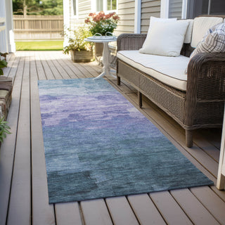 Piper Looms Chantille Stripes ACN1466 Denim Machine Washable Area Rug Runner Outdoor Lifestyle Image Feature