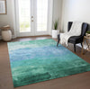 Piper Looms Chantille Stripes ACN1471 Teal Machine Washable Area Rug Lifestyle Image Feature