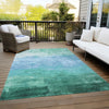 Piper Looms Chantille Stripes ACN1471 Teal Machine Washable Area Rug Outdoor Lifestyle Image Feature