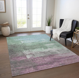 Piper Looms Chantille Abstract ACN1473 Aloe Machine Washable Area Rug Lifestyle Image Feature
