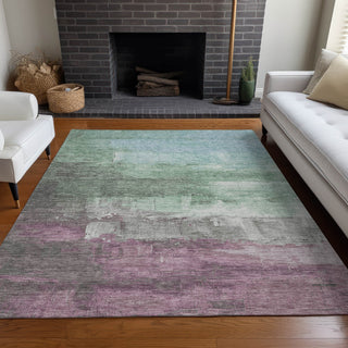 Piper Looms Chantille Abstract ACN1473 Aloe Machine Washable Area Rug Lifestyle Image Feature