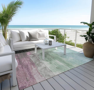 Piper Looms Chantille Abstract ACN1473 Aloe Machine Washable Area Rug Outdoor Lifestyle Image Feature