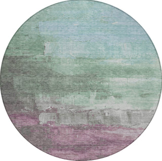 Piper Looms Chantille Abstract ACN1473 Aloe Machine Washable Area Rug Round Main Image