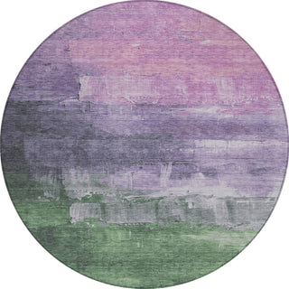 Piper Looms Chantille Abstract ACN1476 Lavender Machine Washable Area Rug Round Main Image