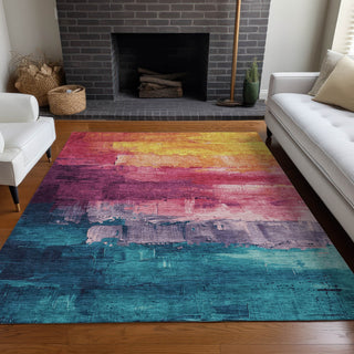 Piper Looms Chantille Abstract ACN1477 Merlot Machine Washable Area Rug Lifestyle Image Feature