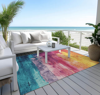 Piper Looms Chantille Abstract ACN1477 Merlot Machine Washable Area Rug Outdoor Lifestyle Image Feature