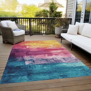 Piper Looms Chantille Abstract ACN1477 Merlot Machine Washable Area Rug Outdoor Lifestyle Image Feature