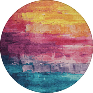 Piper Looms Chantille Abstract ACN1477 Merlot Machine Washable Area Rug Round Main Image