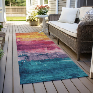 Piper Looms Chantille Abstract ACN1477 Merlot Machine Washable Area Rug Runner Outdoor Lifestyle Image Feature