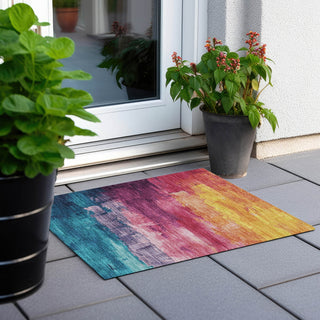 Piper Looms Chantille Abstract ACN1477 Merlot Machine Washable Area Rug Scatter Outdoor Lifestyle Image Feature