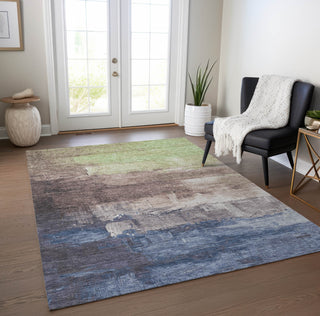 Piper Looms Chantille Abstract ACN1478 Mocha Machine Washable Area Rug Lifestyle Image Feature