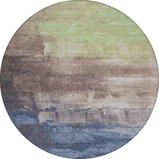 Piper Looms Chantille Abstract ACN1478 Mocha Machine Washable Area Rug Round Main Image