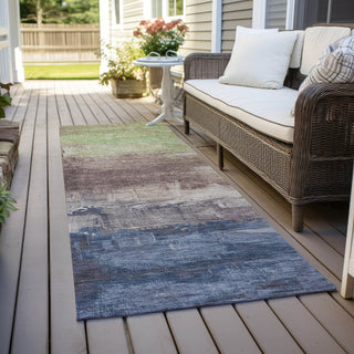 Piper Looms Chantille Abstract ACN1478 Mocha Machine Washable Area Rug Runner Outdoor Lifestyle Image Feature