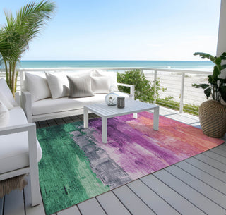 Piper Looms Chantille Abstract ACN1479 Purple Machine Washable Area Rug Outdoor Lifestyle Image Feature