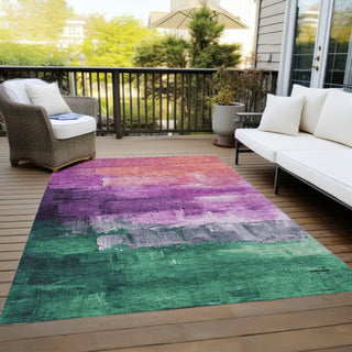 Piper Looms Chantille Abstract ACN1479 Purple Machine Washable Area Rug Outdoor Lifestyle Image Feature