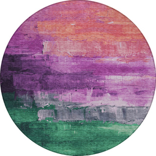 Piper Looms Chantille Abstract ACN1479 Purple Machine Washable Area Rug Round Main Image