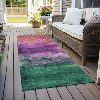 Piper Looms Chantille Abstract ACN1479 Purple Machine Washable Area Rug Runner Outdoor Lifestyle Image Feature