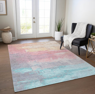 Piper Looms Chantille Abstract ACN1480 Salmon Machine Washable Area Rug Lifestyle Image Feature
