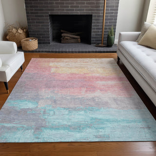 Piper Looms Chantille Abstract ACN1480 Salmon Machine Washable Area Rug Lifestyle Image Feature