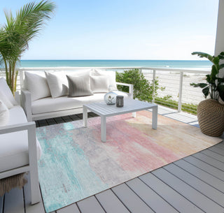 Piper Looms Chantille Abstract ACN1480 Salmon Machine Washable Area Rug Outdoor Lifestyle Image Feature