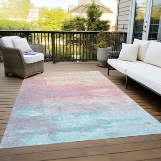 Piper Looms Chantille Abstract ACN1480 Salmon Machine Washable Area Rug Outdoor Lifestyle Image Feature