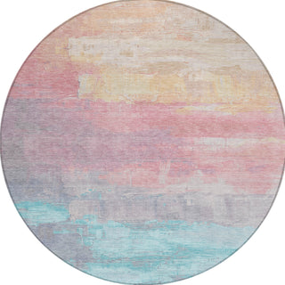 Piper Looms Chantille Abstract ACN1480 Salmon Machine Washable Area Rug Round Main Image