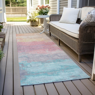 Piper Looms Chantille Abstract ACN1480 Salmon Machine Washable Area Rug Runner Outdoor Lifestyle Image Feature