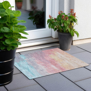 Piper Looms Chantille Abstract ACN1480 Salmon Machine Washable Area Rug Scatter Outdoor Lifestyle Image Feature