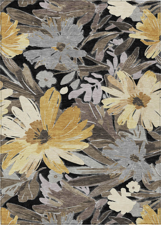 Piper Looms Chantille Floral ACN1481 Black Machine Washable Area Rug main image