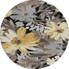 Piper Looms Chantille Floral ACN1481 Black Machine Washable Area Rug Round Main Image