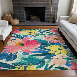 Piper Looms Chantille Floral ACN1482 Blush Machine Washable Area Rug Lifestyle Image Feature
