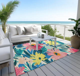 Piper Looms Chantille Floral ACN1482 Blush Machine Washable Area Rug Outdoor Lifestyle Image Feature