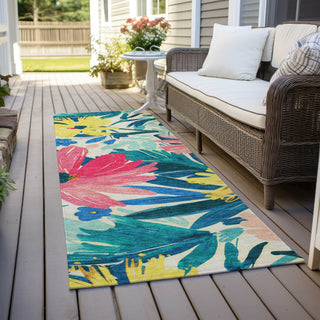 Piper Looms Chantille Floral ACN1482 Blush Machine Washable Area Rug Runner Outdoor Lifestyle Image Feature