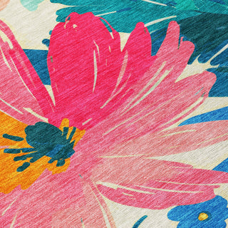 Piper Looms Chantille Floral ACN1482 Blush Machine Washable Area Rug Swatch Image