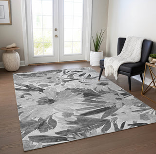 Piper Looms Chantille Floral ACN1483 Gray Machine Washable Area Rug Lifestyle Image Feature